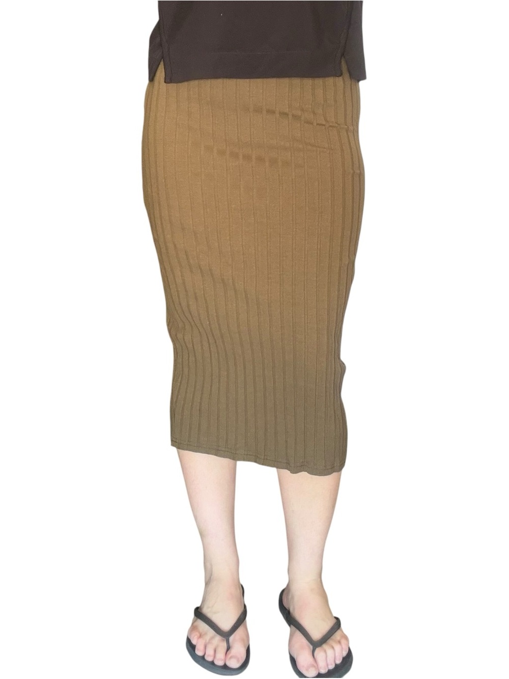 SHEIN Elegant Green Ribbed Skirt